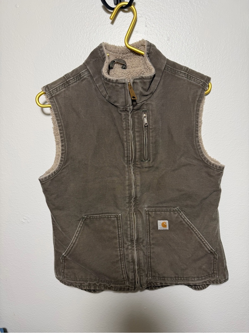 Carhartt Kids Brown Canvas Sherpa-Lined Vest